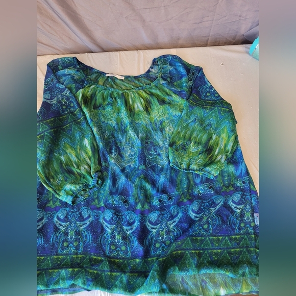 Ricki's Vibrant Blue and Green Tunic, Size XL - Picture 6 of 6